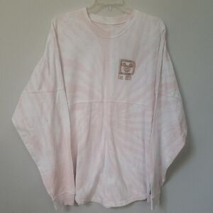 Disney Parks Top Womens L Pink Tie Dye Rose Gold Puff Spell Out Spirit Jersey